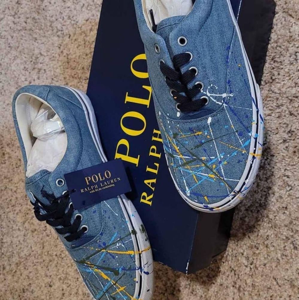 Polo Boat shoes. Thornton washed Navy Painter. Size 7.5